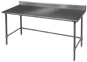 Stainless Steel Worktables w/ Backsplash & Tubular Base - 30"D x 96"W