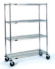 63"H Mobile Four Shelf Wire Rack 24"D x 48"W